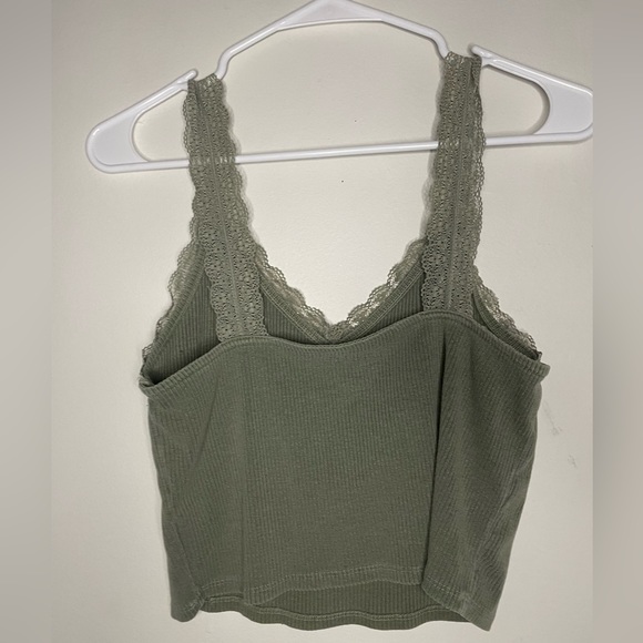 American Eagle Cropped Lace Top Green Medium - Picture 3 of 4